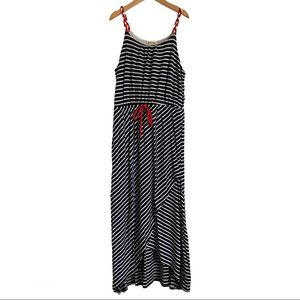 Black White Striped Maxi Dress Size 12 VGUC